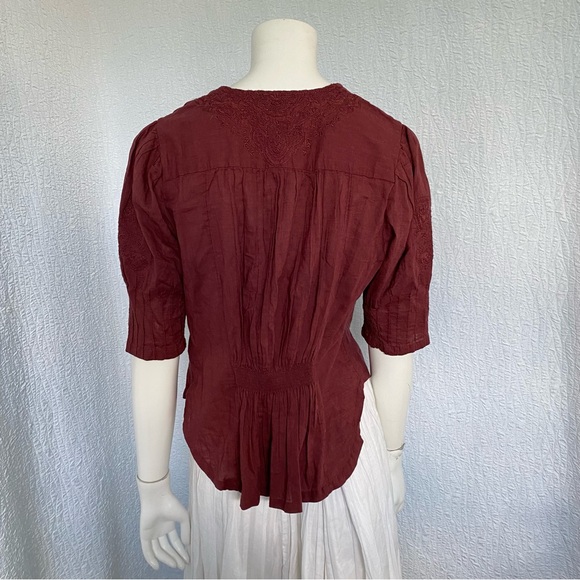 Free People NEW Embroidered Laurie short sleeve Blouse - Picture 8 of 16